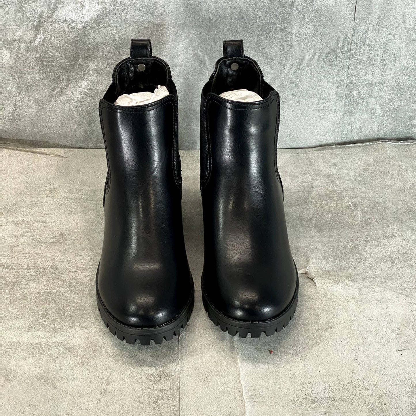 SUGAR Women's Black Faux-Leather Kelce Round-Toe Pull-On Ankle Boots SZ 8
