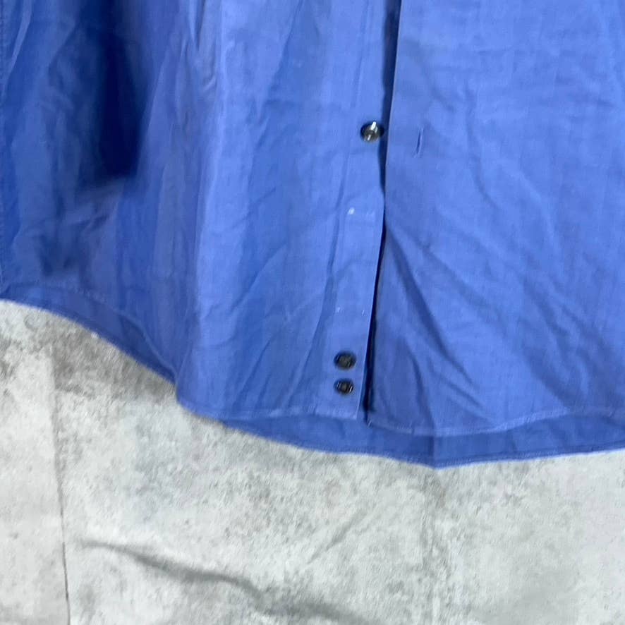 NORDSTROM Men's Blue Trim-Fit Button-Front Long-Sleeve Dress Shirt SZ 17 32/33