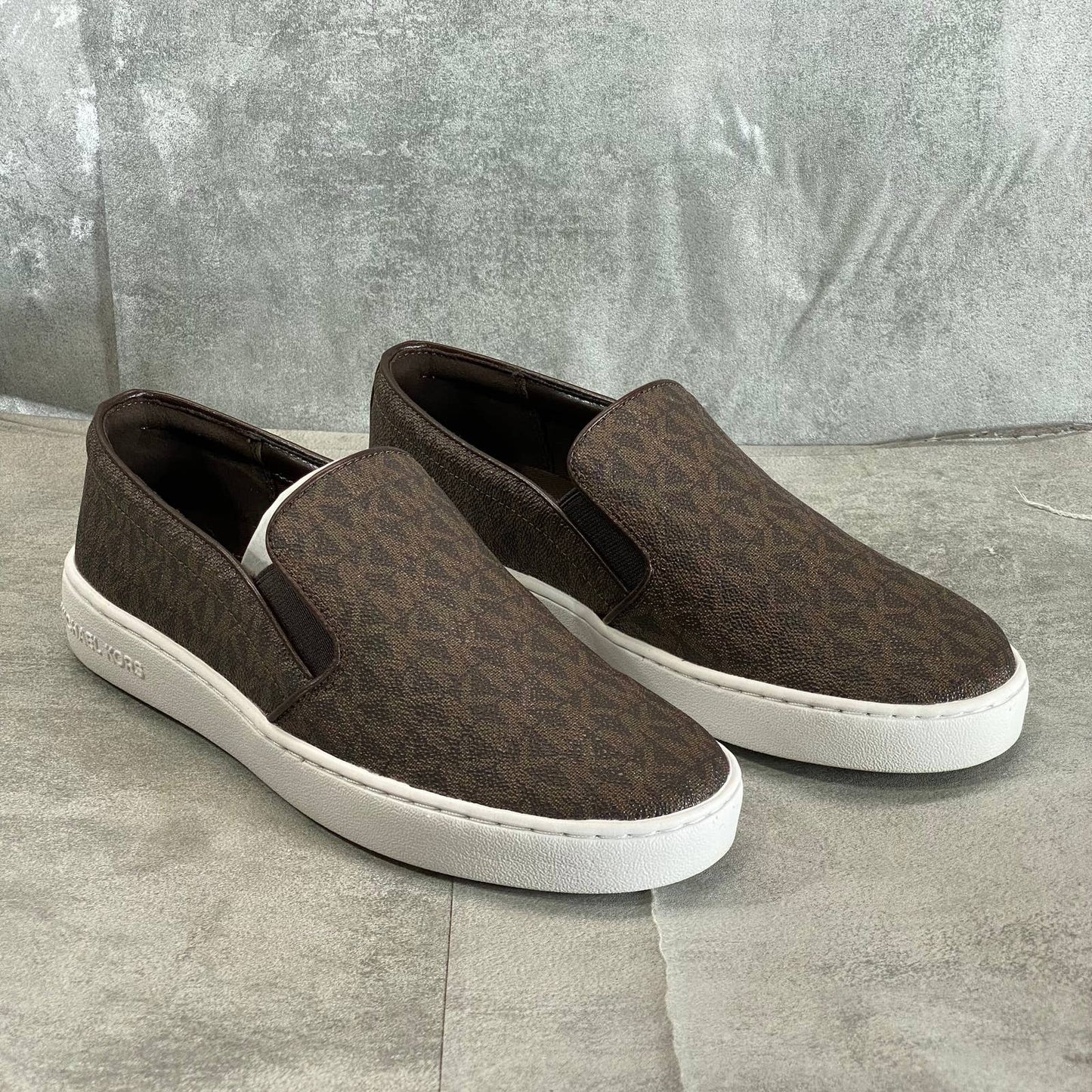 MICHAEL MICHAEL KORS Women's Brown Signature Logo Keaton Slip-On Sneakers SZ 7