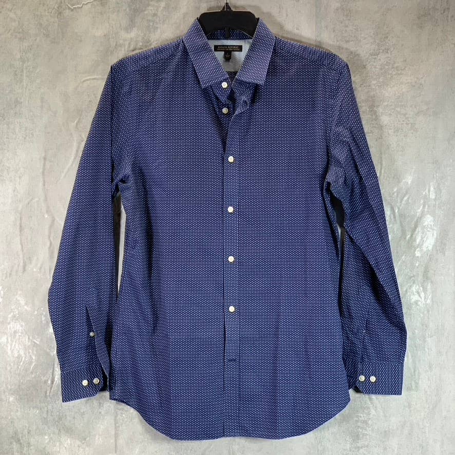 BANANA REPUBLIC Men's Navy Dot Print Non-Iron Tailored Slim-Fit Shirt SZ L