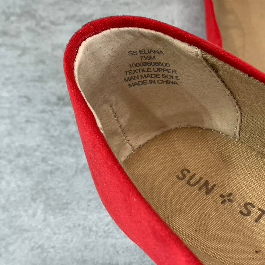 SUN+STONE Women's New Red Micro Eliana Memory Foam Round-Toe Slip-On Flats SZ7.5