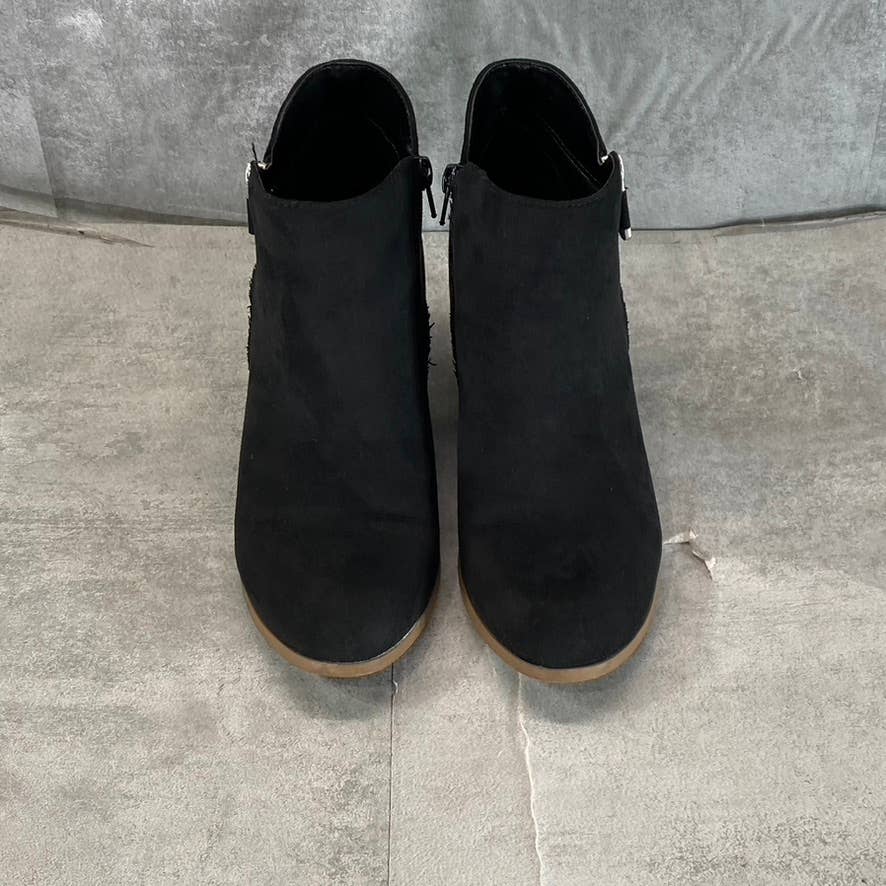 STYLE & CO Women's Black Micro Masrinaa Slip-On Block-Heel Ankle Booties SZ 7.5