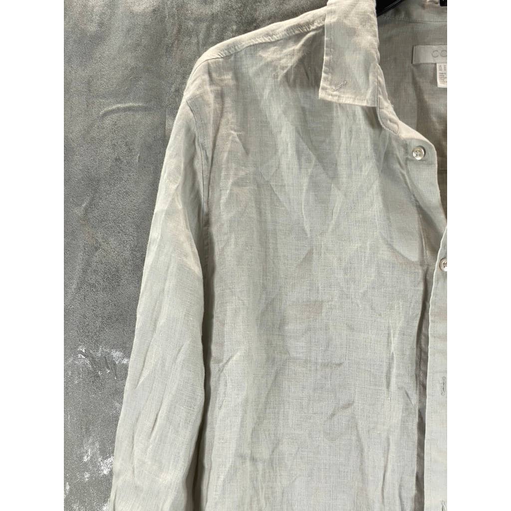 COS Men's Beige Button-Up Long-Sleeve Shirt SZ M