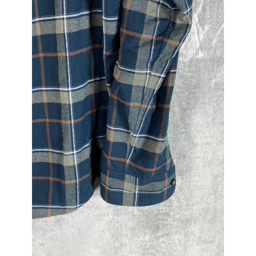CLUB MONACO Men's Navy Plaid Slim-Fit Long Sleeve Button-Up Shirt SZ M