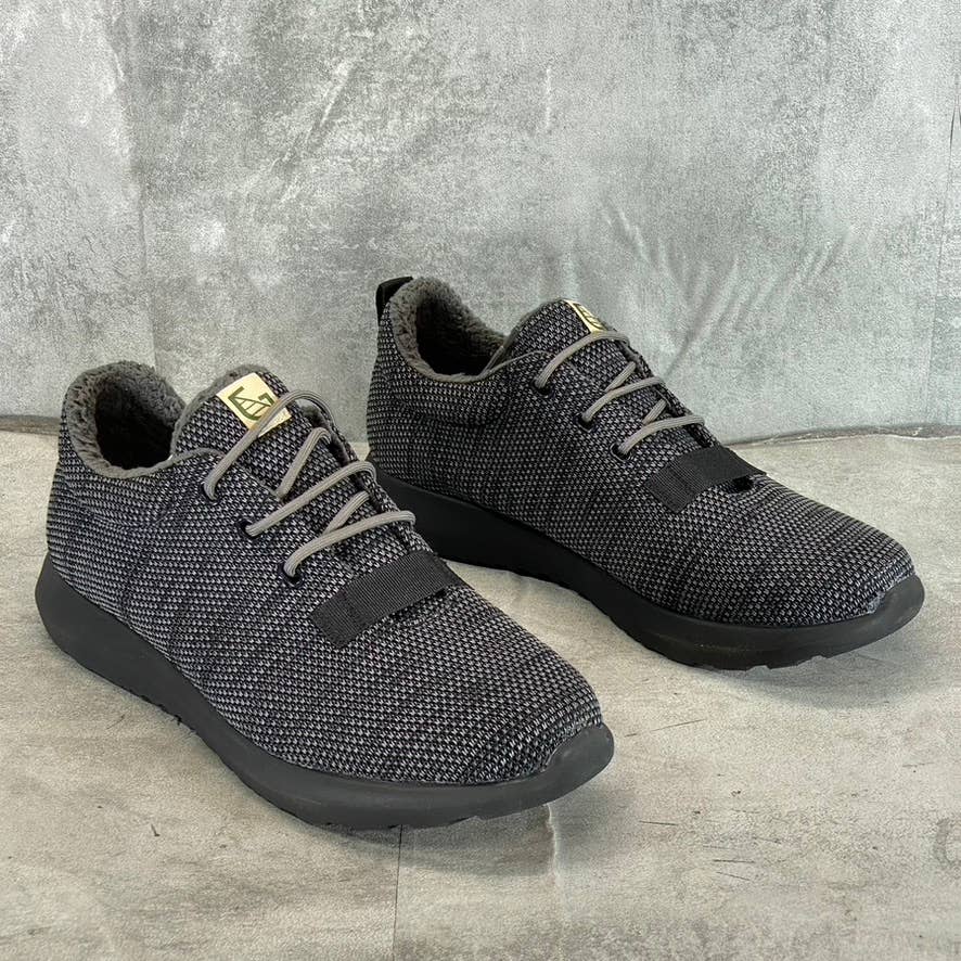 HYBRID GREEN LABEL Men's Black Knit Cloud Low-Top Lace-Up Sneakers SZ 10