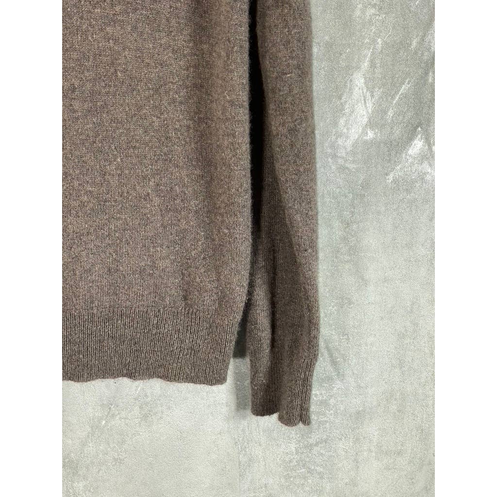 J.CREW Men's Brown Lambswool Shawl-Collar Pullover Sweater SZ M