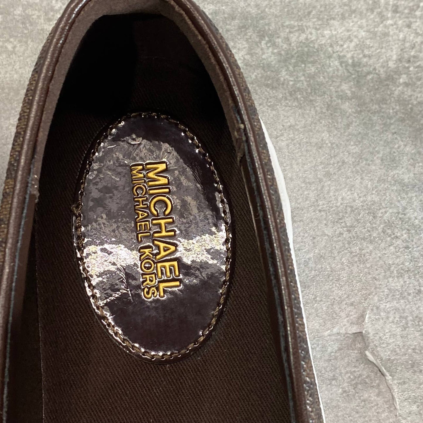 MICHAEL MICHAEL KORS Women's Brown Signature Logo Keaton Slip-On Sneakers SZ 7