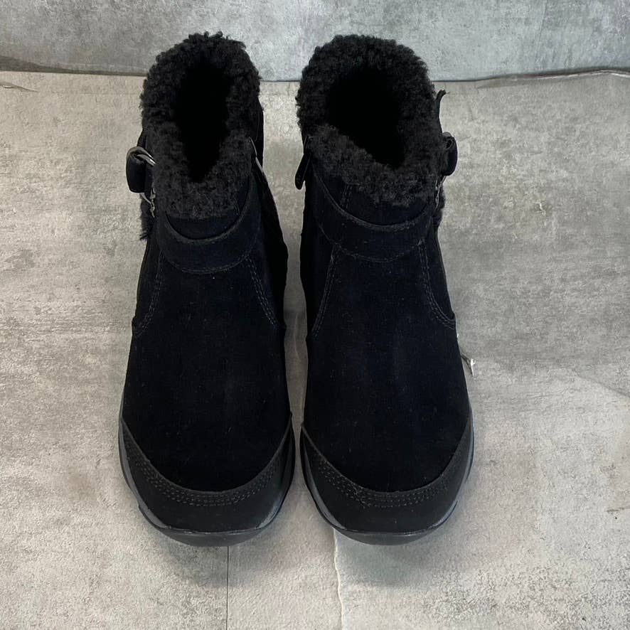 EASY SPIRIT Women's Black Faux-Fur Seelk Round-Toe Side-Zip Ankle Boots SZ 5.5