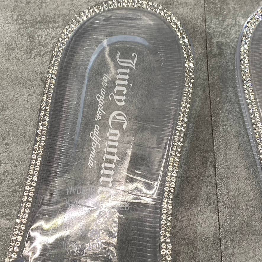 JUICY COUTURE Women's Clear Hylton Rhinestone Embellished Slide Jelly Sandal SZ7