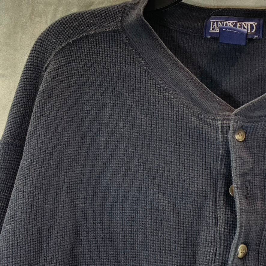 LANDS' END Men's Navy Regular-Fit Henley Long-Sleeve Shirt SZ XL