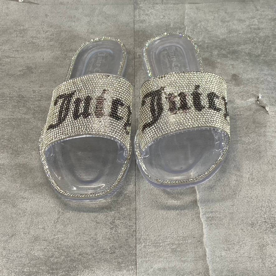 JUICY COUTURE Women's Clear Hylton Rhinestone Embellished Slide Jelly Sandal SZ7