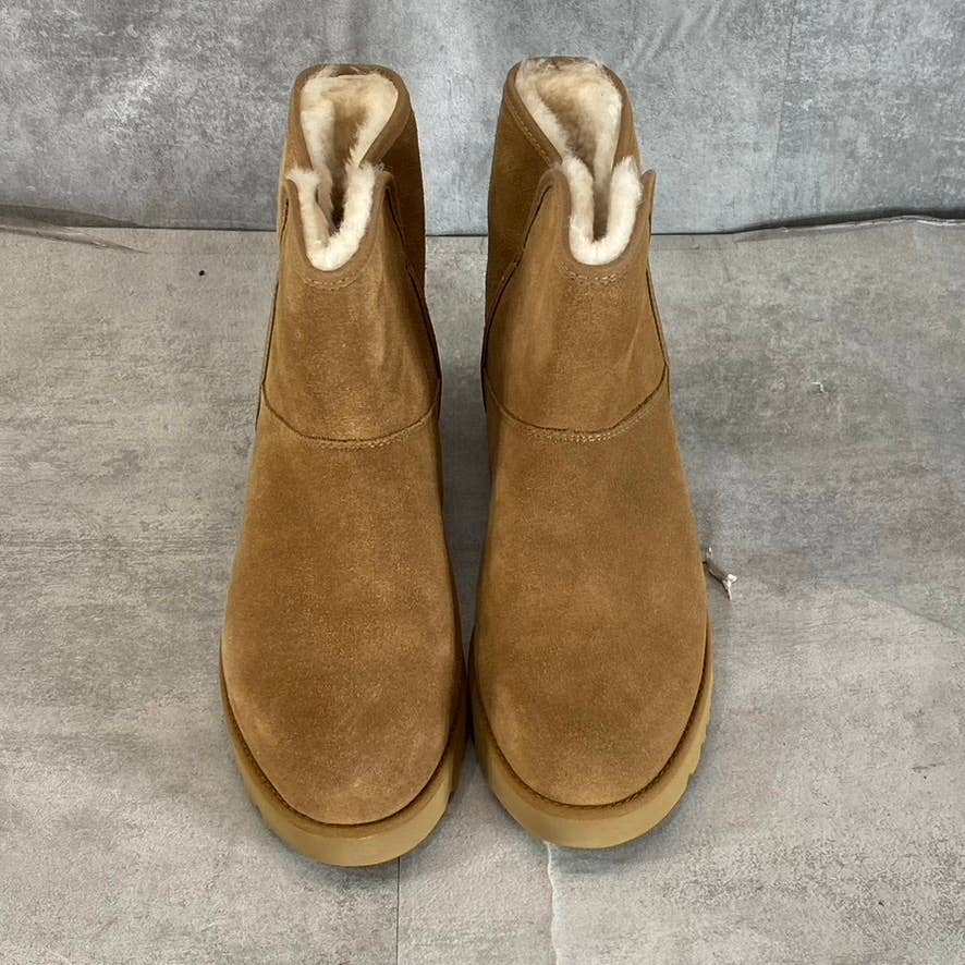 UGG Women's Cognac Suede Cory II Round-Toe Pull-On Wedge Winter Boots SZ 7.5