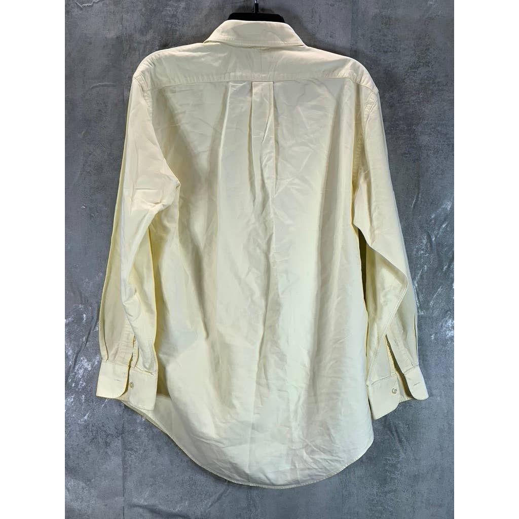 LANDS' END Men's Beige Supima Hyde Park Button-Up Long-Sleeve Shirt SZ 16.5-33
