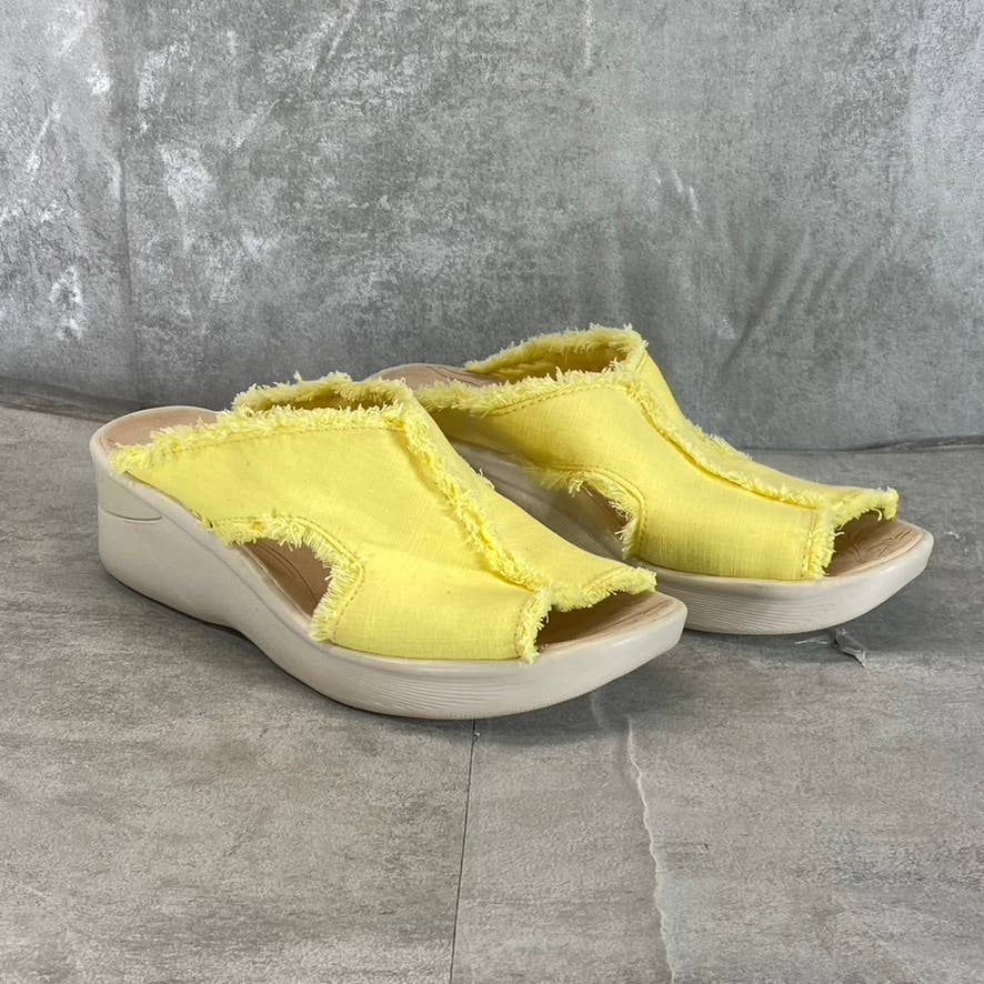 BZEES Women's Yellow Serendipity Washable Open-Toe Slide Wedge Sandals SZ 7.5