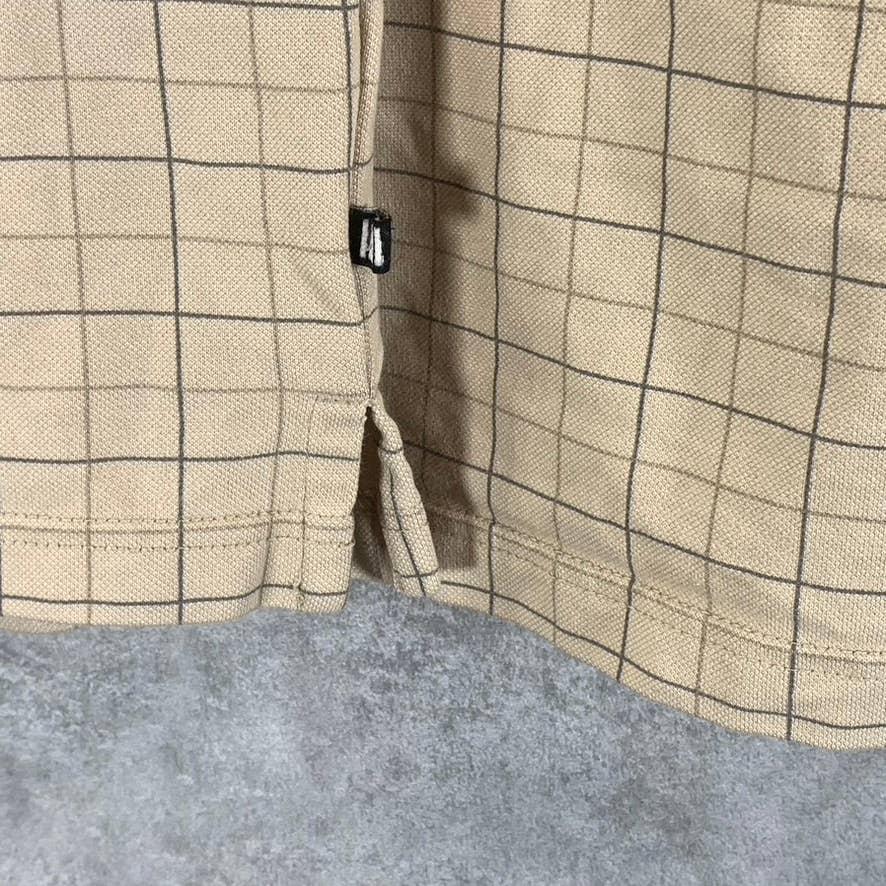 GEOFFREY BEENE Men's Tan Plaid Short-Sleeve Golf Polo SZ 2XL