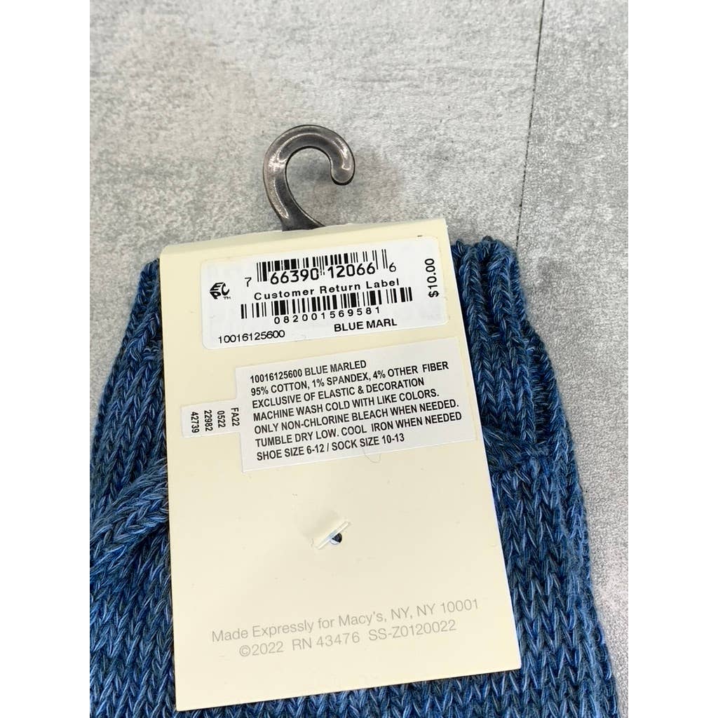 Sun + Stone Men's Blue Marled Knit Crew Single Sock SZ 10-13