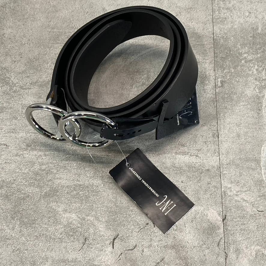 INC INTERNATIONAL CONCEPTS Women's Black/Silver Double Circle Belt SZ L