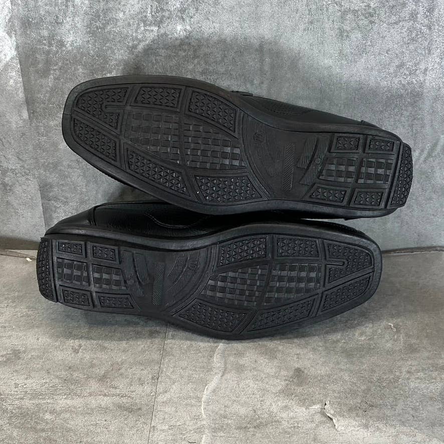 AKADEMIKS Men's Black Faux-Leather Stride Driving Slip-On Loafers SZ 10