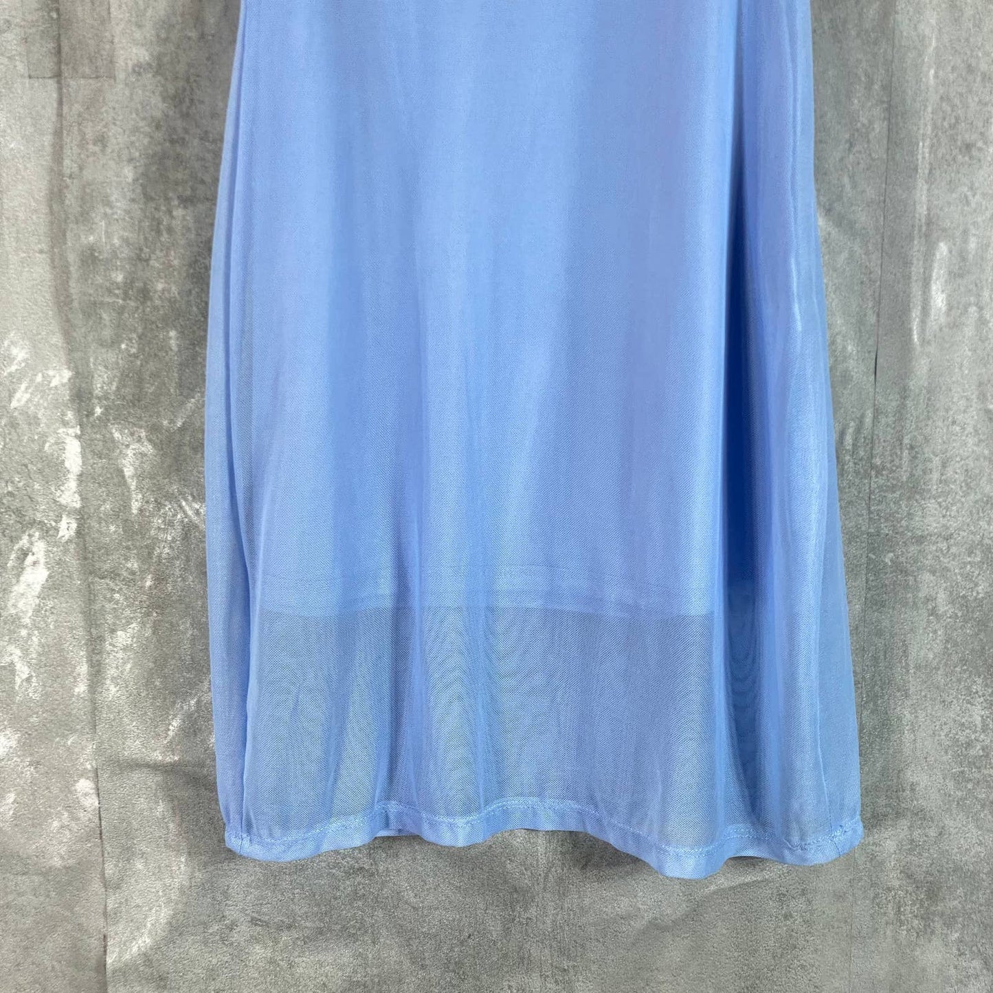BAR III Women's Blue Whisper Mesh Mock-Neck Sleeveless Mini Dress SZ XS