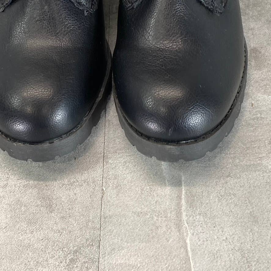SUN+STONE Women's Black Sloanie Block-Heel Lug Sole Side-Zip Hiker Boots SZ 9