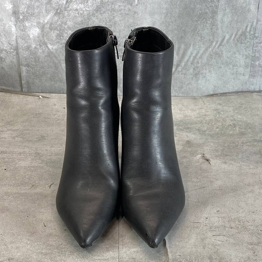 MARC FISHER Women's Black Faux-Leather Granita Pointed-Toe Heeled Booties SZ 7