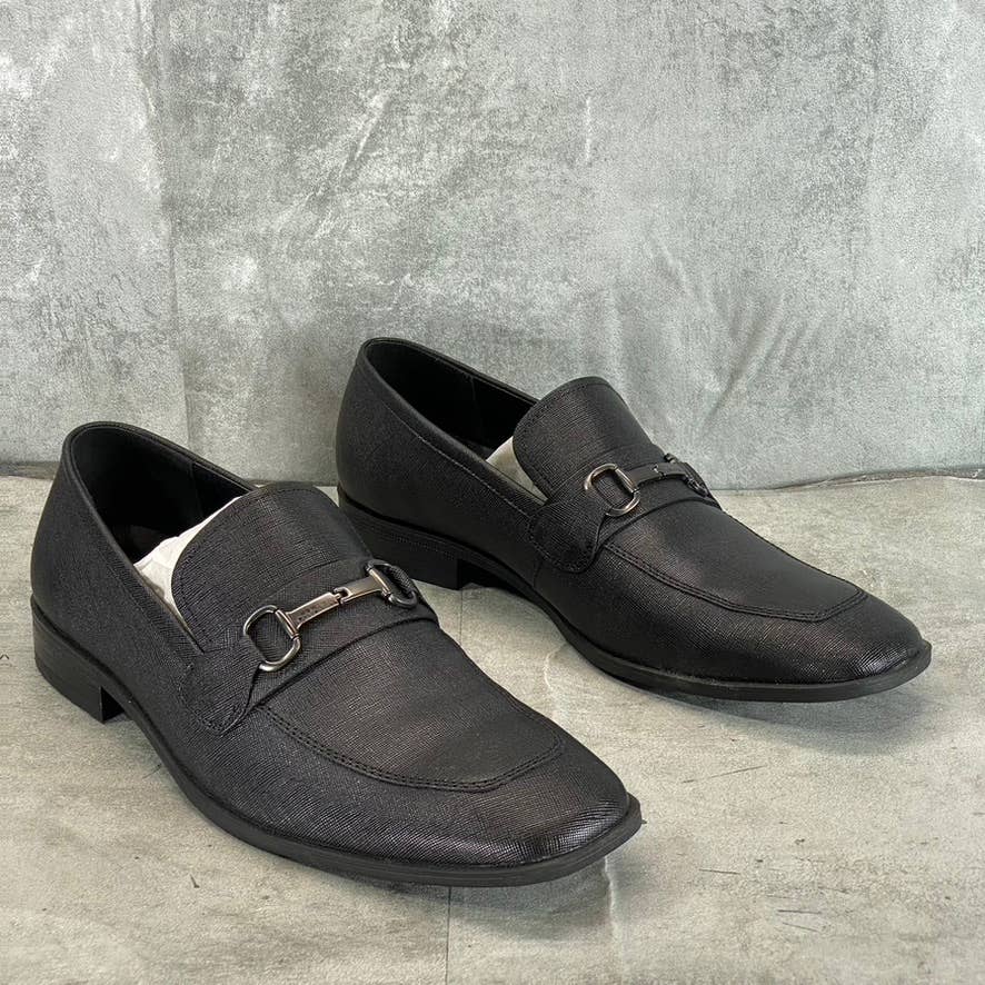 CALVIN KLEIN Men's Black Saffiano Leather Malcome Casual Slip-On Loafers SZ 12