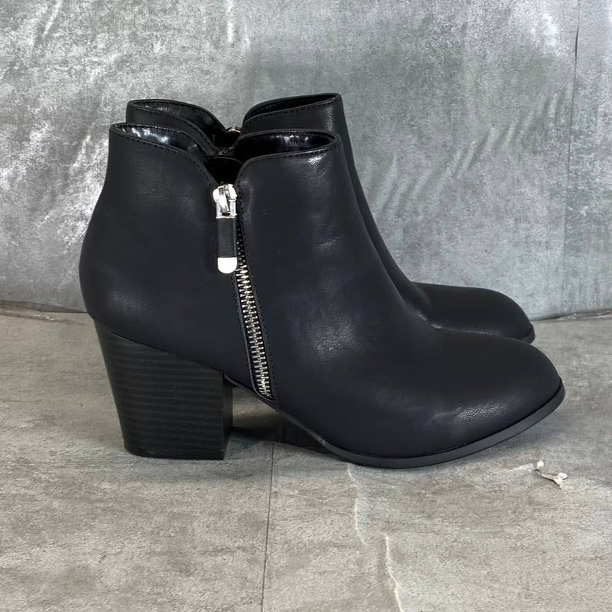 STYLE & CO Women's Wide Black Masrinaa Slip-On Block-Heel Ankle Boots SZ 7W