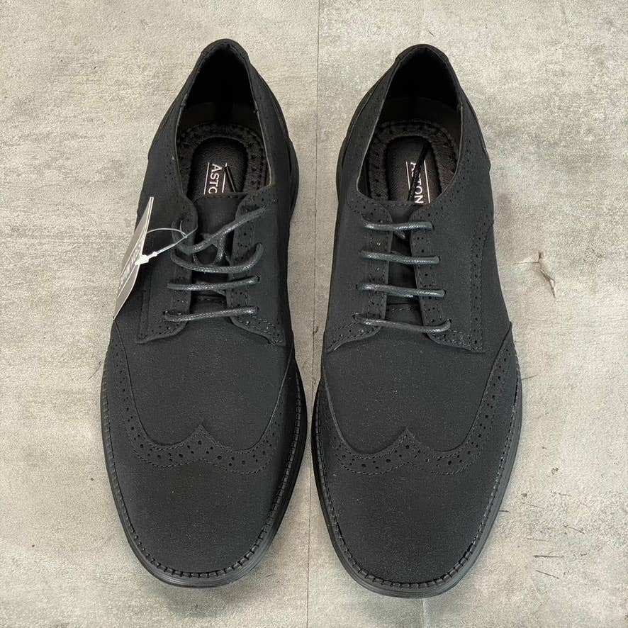 ASTON MARC Men's Black Faux-Suede Lark Wingtip Lace-Up Dress Shoes SZ 9
