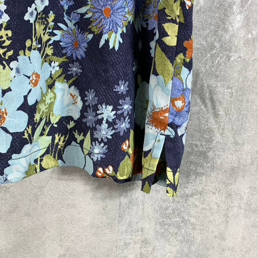 TOMMY BAHAMA Men's Navy Floral-Print Button-Up Short-Sleeve Silk Camp Shirt SZXL