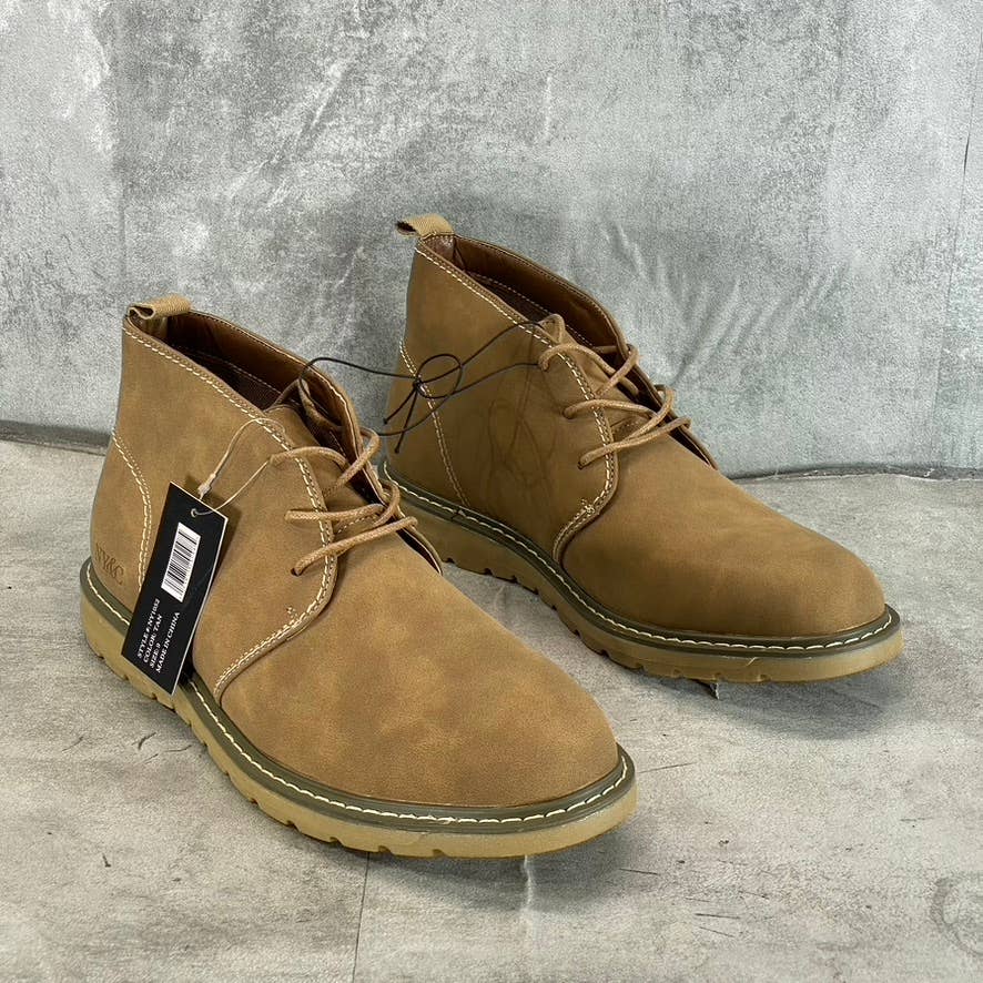 NEW YORK & COMPANY Men's Tan Faux-Leather Dooley Lace-Up Ankle Boots SZ 9