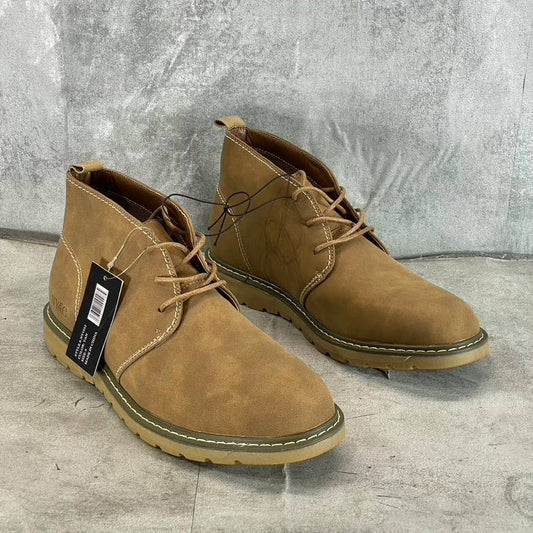 NEW YORK & COMPANY Men's Tan Faux-Leather Dooley Lace-Up Ankle Boots SZ 9