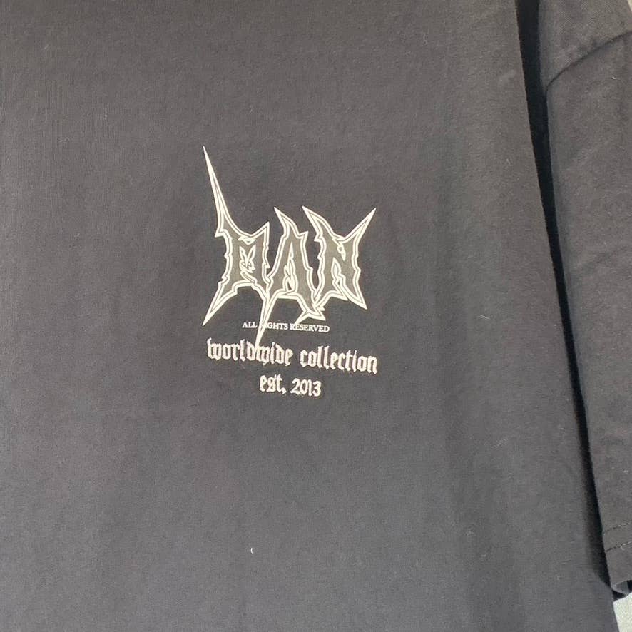 BOOHOOMAN Men's Black Oversized Man Skull Graphic Crewneck T-Shirt SZ S