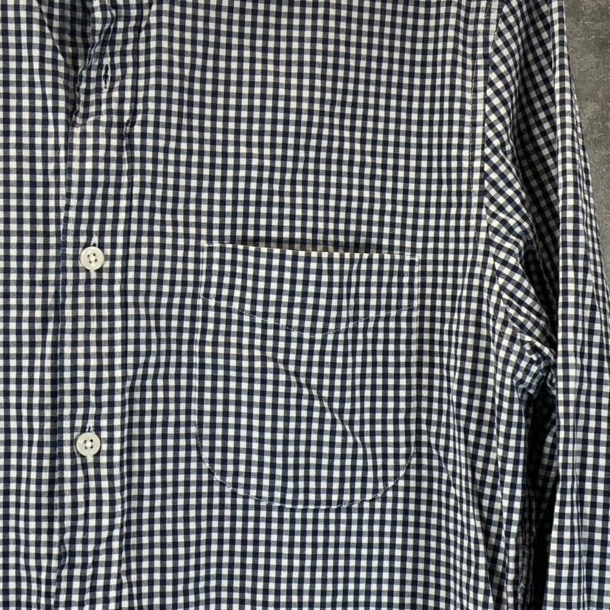 J.CREW Men's Black/White Gingham Classic-Fit Stretch Button-Up Shirt SZ M