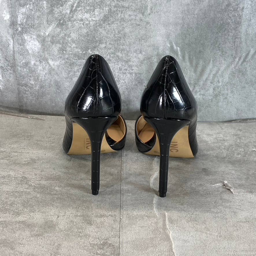 INC INTERNATIONAL CONCEPTS Women's Black Croc Pointed-Toe D'Orsay Pumps SZ 10