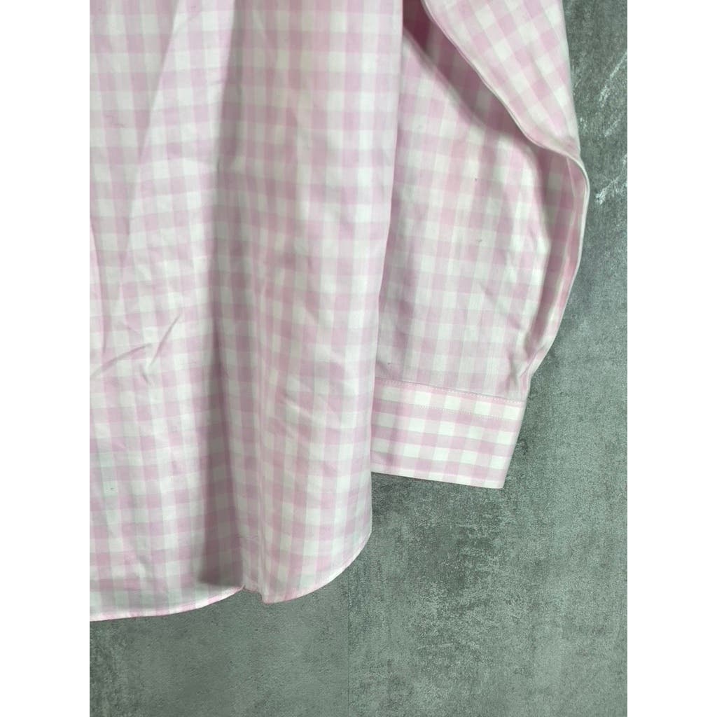 NORDSTROM MEN'S SHOP Men's Pink/White Mini Check Trim-Fit Dress Shirt SZ 17.5
