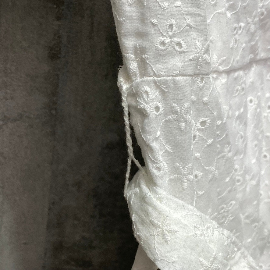 1. STATE White Wrap-Front Tie Waist V-Neck Ruched Short-Sleeve Mini Dress SZ 4