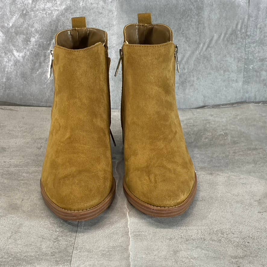 CALVIN KLEIN Women's Dark Natural Deniece Block-Heel Round-Toe Ankle Boots SZ 7
