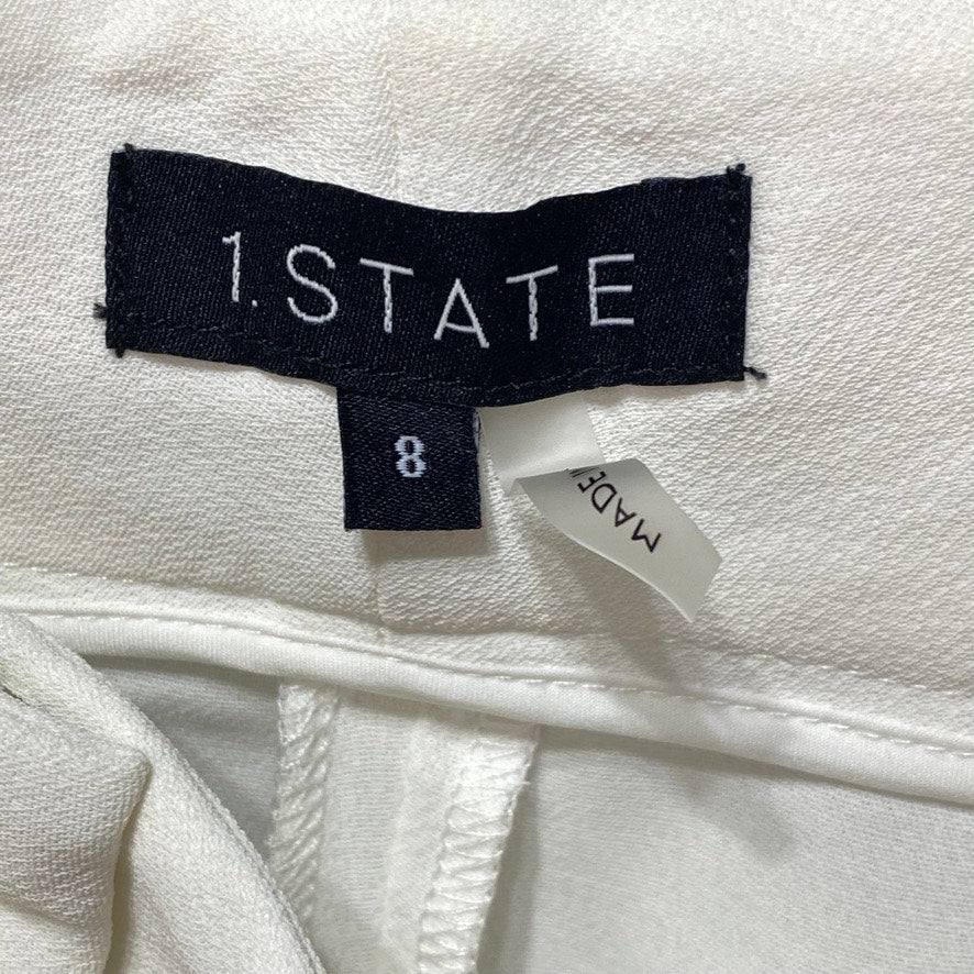 1. STATE The Fleur Ivory Textured Crepe Tie Waist Short SZ 8