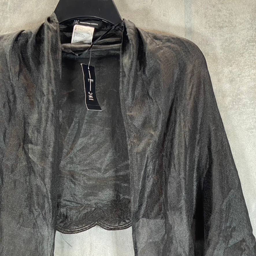 INC INTERNATIONAL CONCEPTS Women's Black Crescent Scalloped Wrap SZ OS
