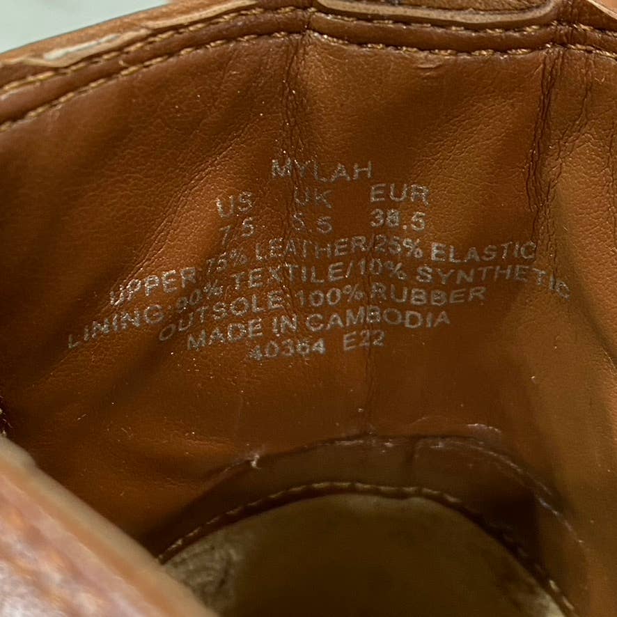 LAUREN RALPH LAUREN Women's Cognac Leather Mylah Almond-Toe Boots SZ 7.5
