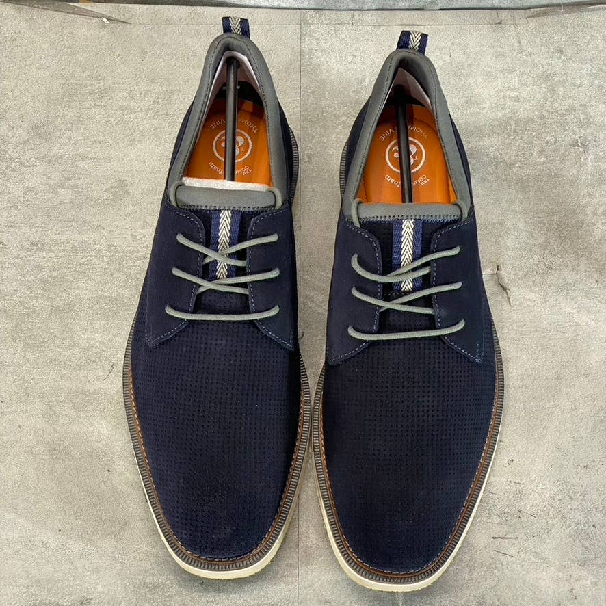 THOMAS & VINE Men's Navy Desmond Perforated Lace-Up Derby SZ 10.5
