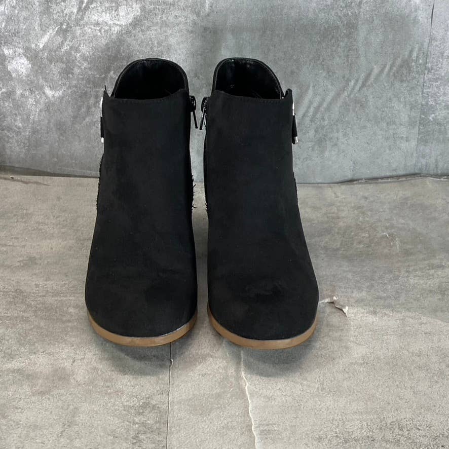 STYLE & CO Women's Black Micro Masrinaa Slip-On Block-Heel Ankle Booties SZ 7.5