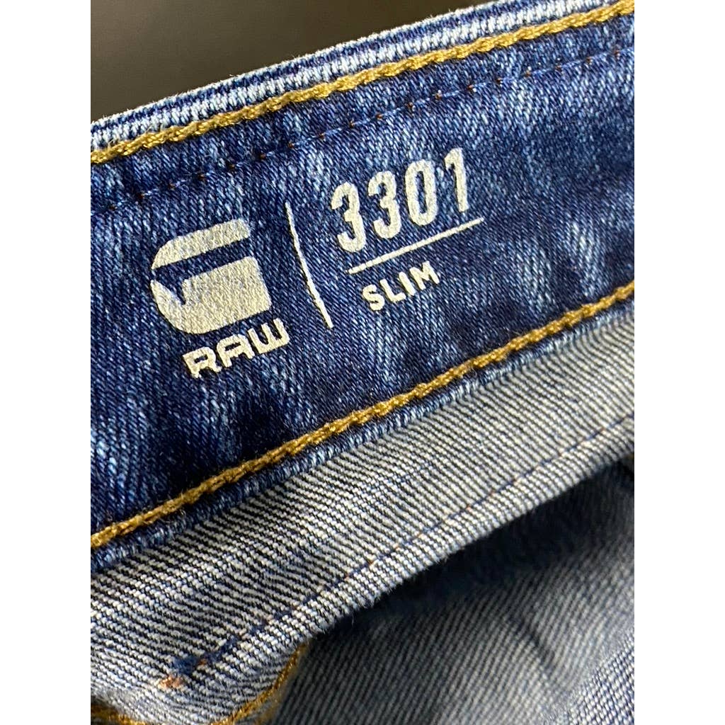 G-STAR RAW Men's Faded Niagara 3301 Slim-Fit Jeans SZ 33X32