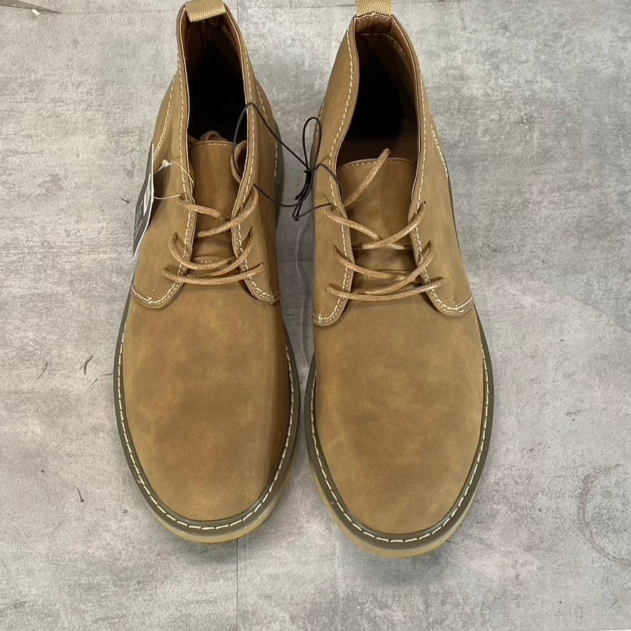 NEW YORK & COMPANY Men's Tan Faux-Leather Dooley Lace-Up Ankle Boots SZ 9