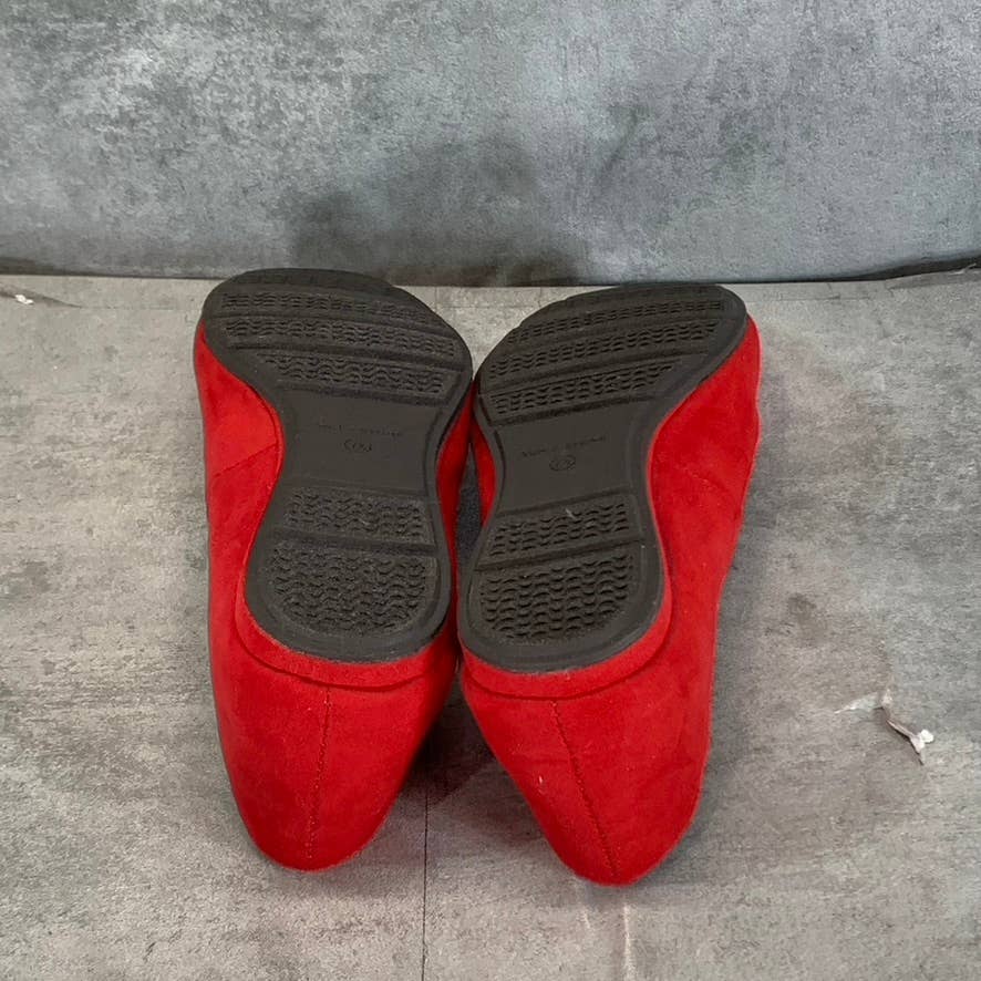 SUN+STONE Women's New Red Micro Eliana Memory Foam Round-Toe Slip-On Flats SZ7.5
