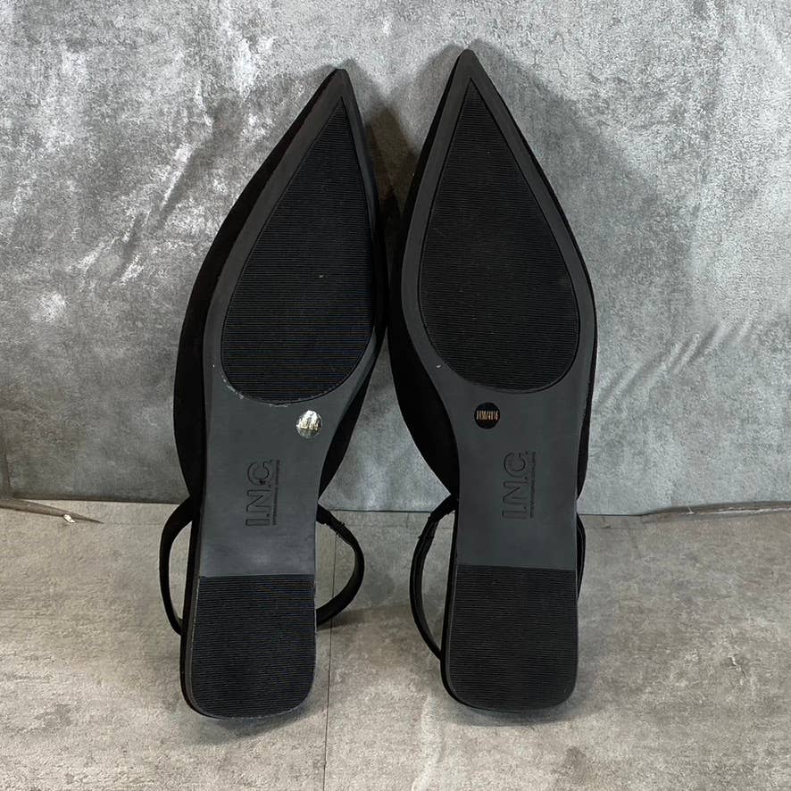 INC INTERNATIONAL CONCEPTS Women's Black Micro Embellished Slingback Flats SZ 10
