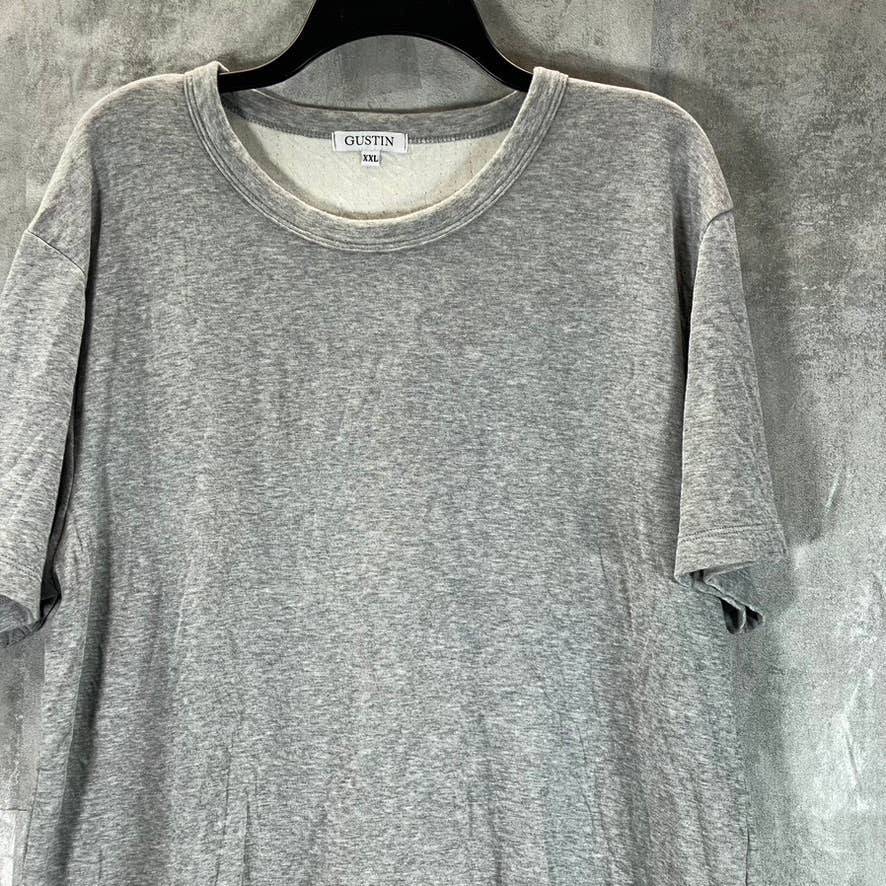 GUSTIN Men's Grey Heather Crewneck Short-Sleeve T-Shirt SZ 2XL