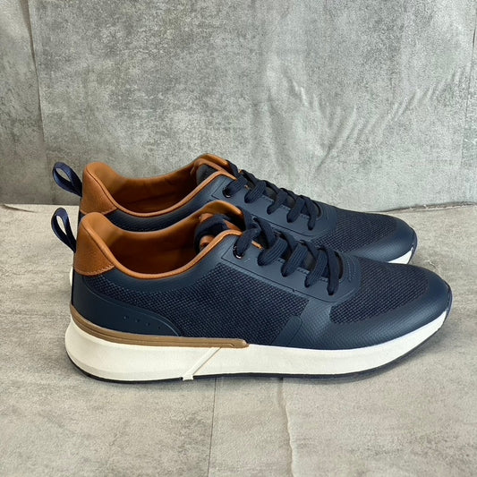 NEW YORK & COMPANY Men's Navy Fabric Dixon Round-Toe Lace-Up Sneakers SZ 11