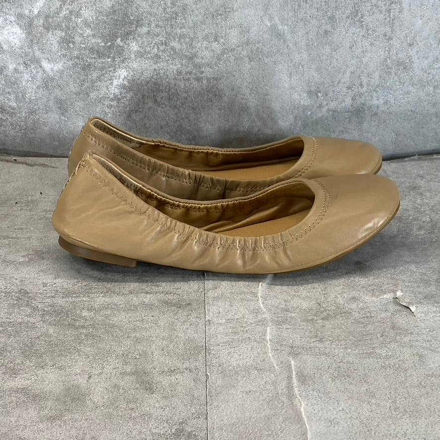 LUCKY BRAND Women's Light Cognac Leather Emmie Ballet Slip-On Flats SZ 8