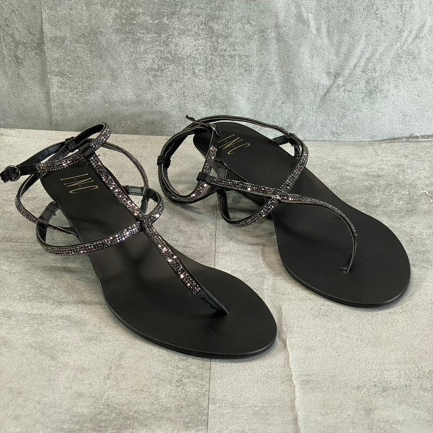 INC INTERNATIONAL CONCEPTS Bling Madge Strappy Almond-Toe Wedge Sandals SZ 10